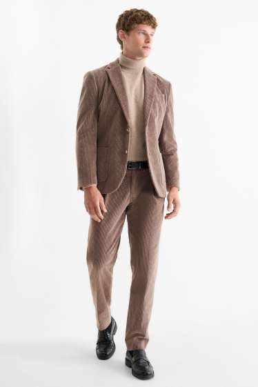 Bărbați - Pantaloni modulari din catifea - regular fit - stretch - maro