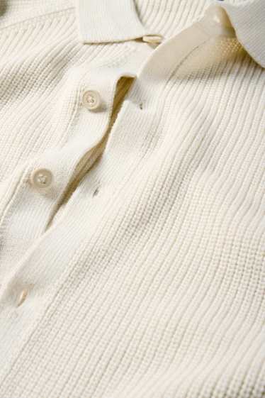 Bărbați - Cardigan tricotat - reiat - alb-crem