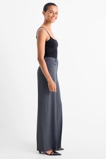 Femei - Pantaloni office - talie înaltă - relaxed fit - albastru închis