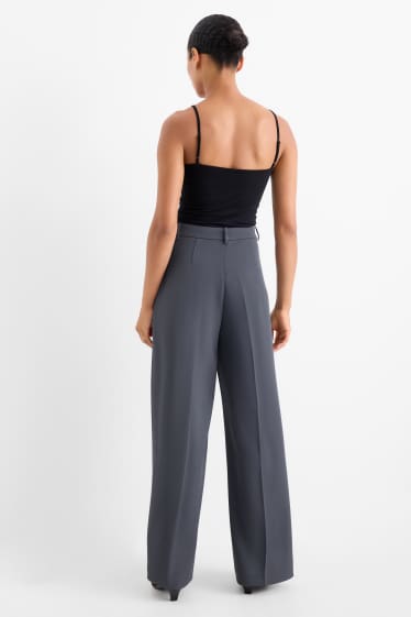 Femei - Pantaloni office - talie înaltă - relaxed fit - albastru închis