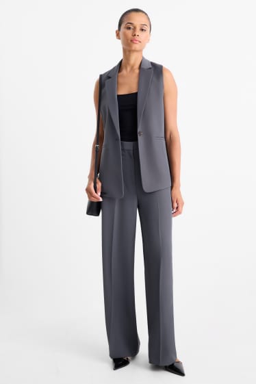 Femei - Pantaloni office - talie înaltă - relaxed fit - albastru închis