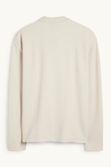 Hommes - Polo - regular fit - finition texturée - blanc crème