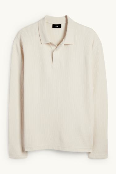 Hommes - Polo - regular fit - finition texturée - blanc crème