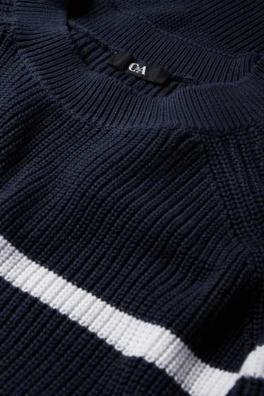 Women - Jumper - ribbed - striped - dark blue