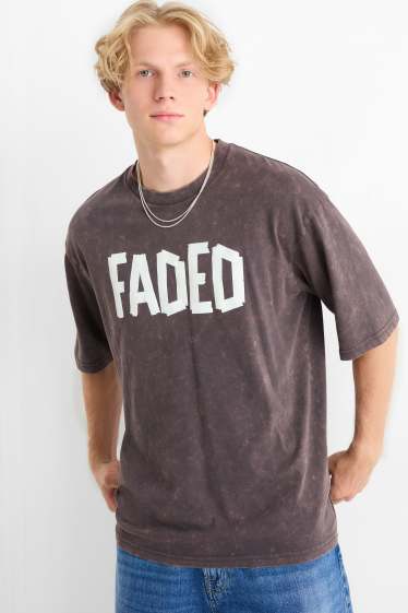 Home - Samarreta de màniga curta - oversized - estampada - gris fosc