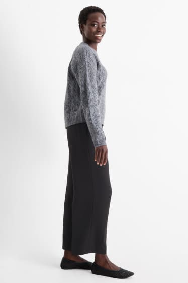 Femmes - Pantalon de toile - mid waist - straight fit - noir