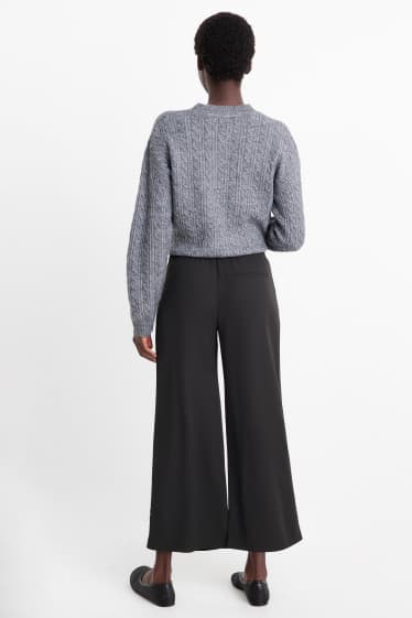 Femmes - Pantalon de toile - mid waist - straight fit - noir