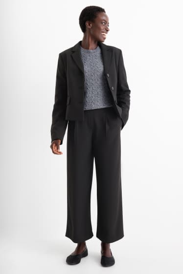 Femmes - Pantalon de toile - mid waist - straight fit - noir