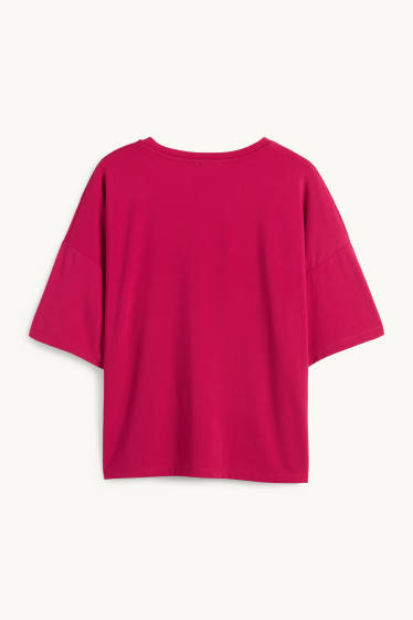 Damen - T-Shirt - Relaxed Fit - dunkelrosa