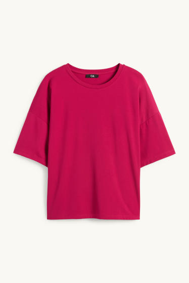 Damen - T-Shirt - Relaxed Fit - dunkelrosa