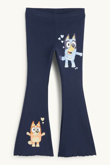 Children Girls - Bluey - flared leggings - ribbed - dark blue