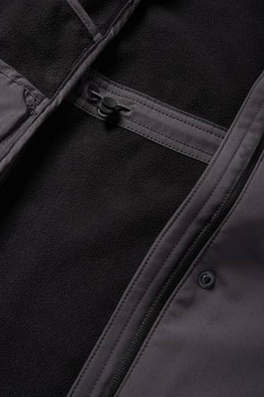 Femmes - Veste à coquille souple avec capuche - finition déperlante - 4 Way Stretch - gris foncé