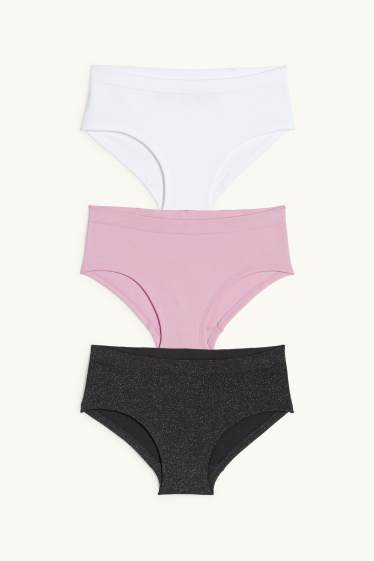 Kinder Mädchen - Multipack 3er - Slip - gerippt - dunkelgrau