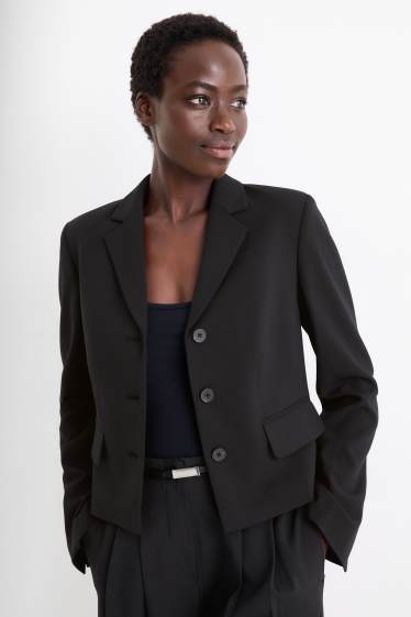 Kobiety - Żakiet biznesowy - z wcięciem w talii - czarny