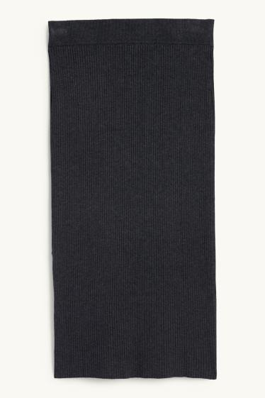 Femmes - Jupe en maille - finition côtelée - gris foncé