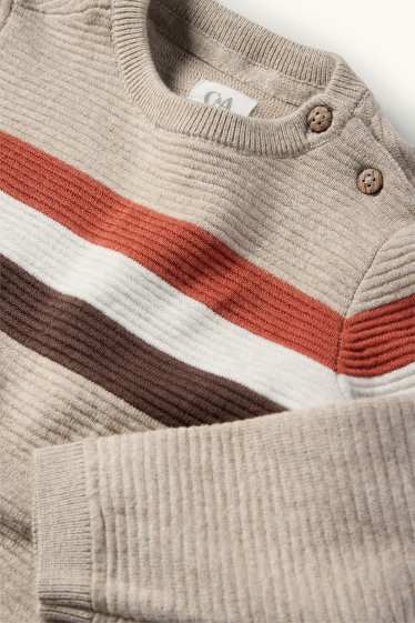 Baby Buben - Baby-Pullover - gerippt - gestreift - hellbeige