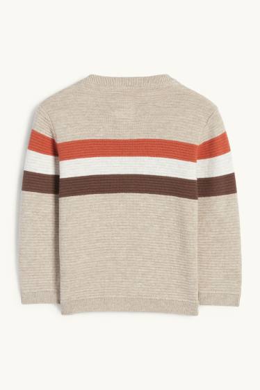 Baby Buben - Baby-Pullover - gerippt - gestreift - hellbeige
