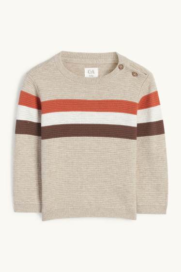 Baby Buben - Baby-Pullover - gerippt - gestreift - hellbeige