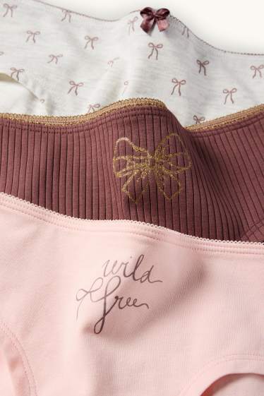 Kinderen: meisjes - Set van 3 - strikje - slip - bruin