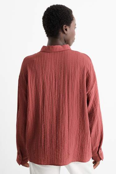 Donna - Blusa - tessuto tramato - ruggine