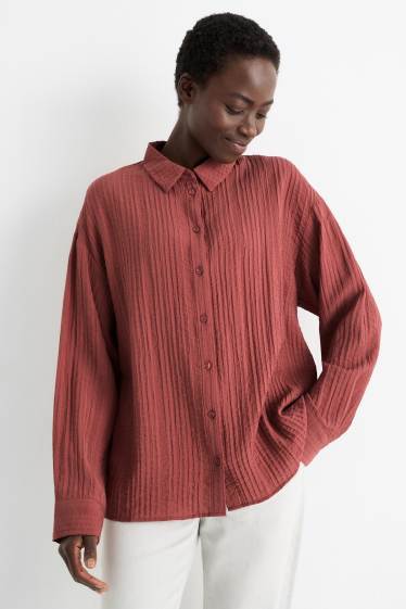 Donna - Blusa - tessuto tramato - ruggine