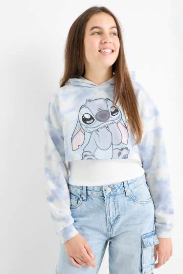 Enfants filles - Lilo & Stitch - ensemble - sweat et haut - 2 pièces - blanc / bleu clair