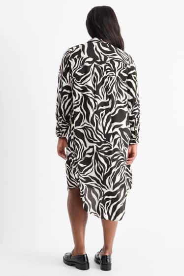 Femmes - Robe-chemisier - à motif - noir / beige