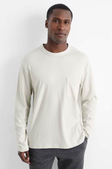 Herren - Langarmshirt - cremeweiss