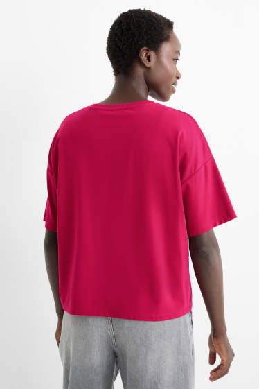 Damen - T-Shirt - Relaxed Fit - dunkelrosa