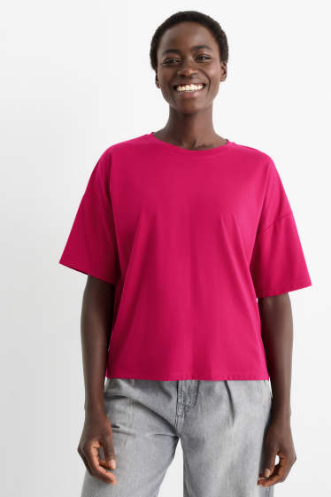 Damen - T-Shirt - Relaxed Fit - dunkelrosa