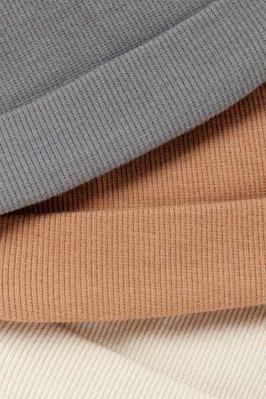 Unisexe - Lot de 3 - bonnet rond pour bébé - finition côtelée - beige