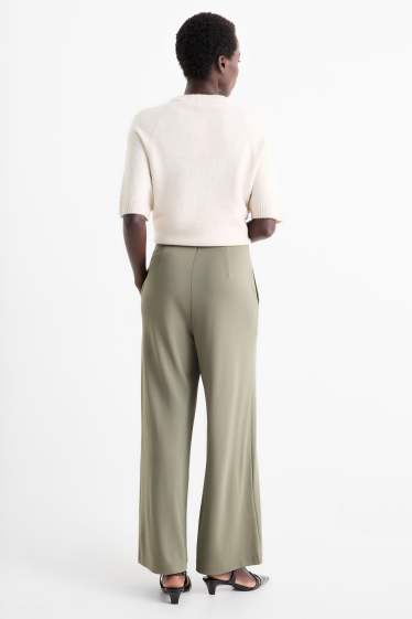 Damen - Jersey-Hose - High Waist - Wide Leg - grün