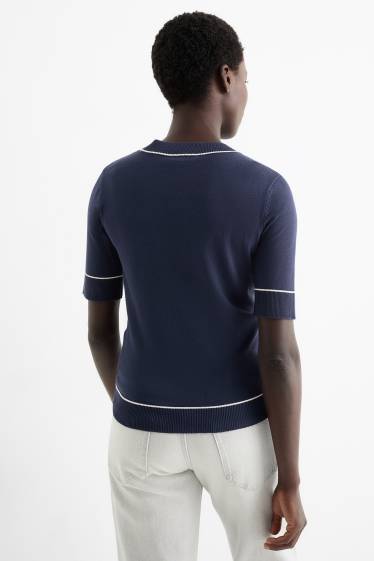 Dona - Jersei de punt - màniga curta - blau fosc