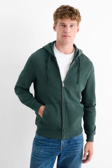 Herren - Sweatjacke mit Kapuze - dunkelgrün