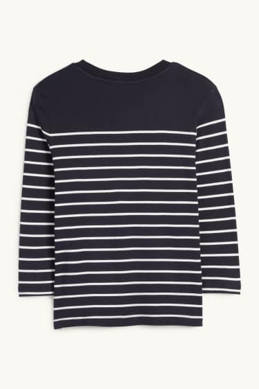 Women - Long sleeve top - striped - dark blue