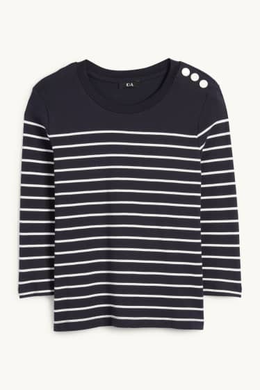 Women - Long sleeve top - striped - dark blue