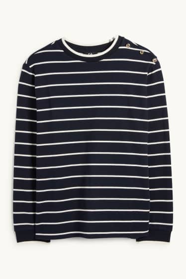 Damen - Pullover - gestreift - dunkelblau