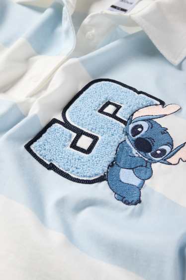 Kinder Mädchen - Lilo & Stitch - Poloshirt - gestreift - weiss / hellblau