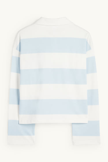 Kinder Mädchen - Lilo & Stitch - Poloshirt - gestreift - weiss / hellblau