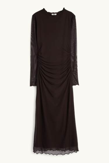 Damen - Mesh-Kleid - dunkelbraun