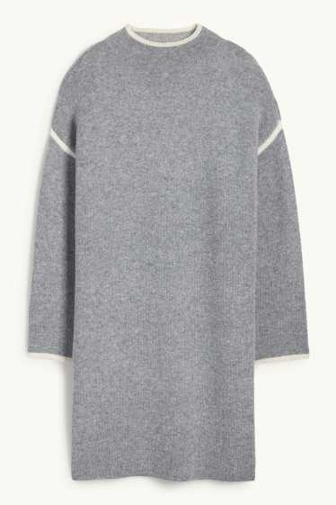 Dámské - Pletené šaty - světle šedá
