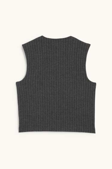 Dames - Gilet - regular fit - krijtstrepen - donkergrijs
