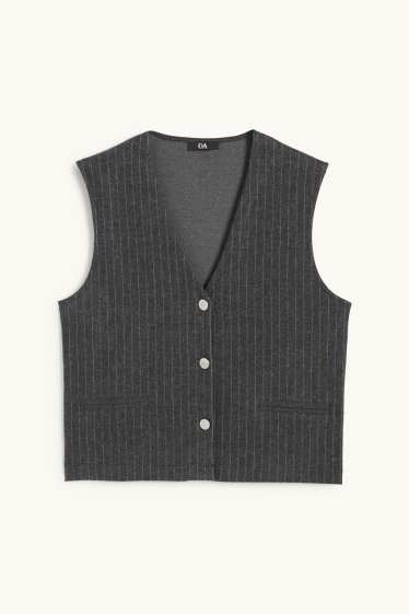 Dames - Gilet - regular fit - krijtstrepen - donkergrijs