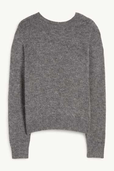 Femmes - Pull avec teneur en alpaga - gris chiné