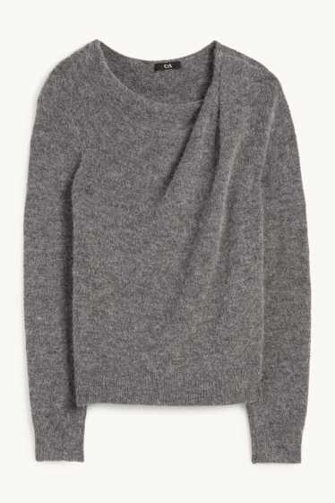 Femmes - Pull avec teneur en alpaga - gris chiné