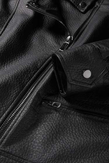 Femei - Jachetă de motociclist - imitație de piele - negru