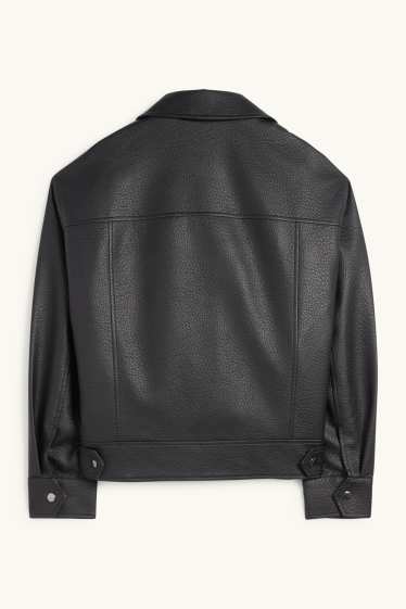 Femei - Jachetă de motociclist - imitație de piele - negru