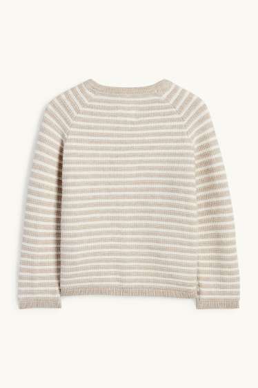 Unisex - Pletený kardigan pro miminka - pruhovaný - strukturovaný - světle béžová