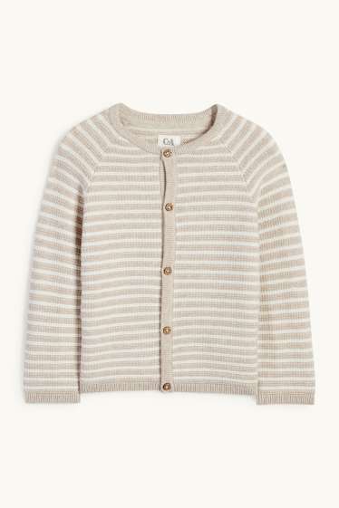 Unisex - Pletený kardigan pro miminka - pruhovaný - strukturovaný - světle béžová