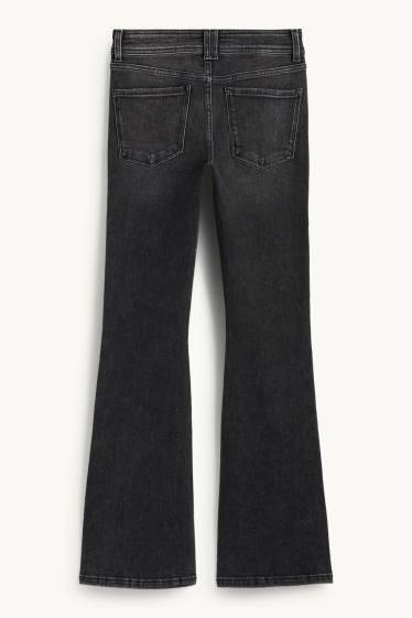 Damen - Flared Jeans - Mid Waist - jeansgrau